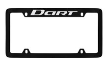 Dodge Dart Black Coated Zinc Top Engraved License Plate Frame Holder With Silver Imprint
