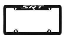 Dodge SRT Black Coated Zinc Top Engraved License Plate Frame Holder With Silver Imprint