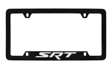 Dodge SRT Black Coated Zinc Bottom Engraved License Plate Frame Holder With Silver Imprint