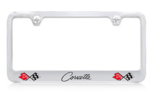 Chevy Corvette C2 Design Chrome Plated Solid Brass License Plate Frame Holder