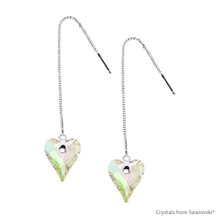 Adjustable Crystal Luminous Green F Wild Heart Earrings Embellished With Dazzling Crystals