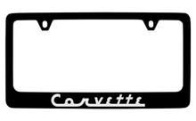 Chevy Corvette C1 Design Black Coated Zinc License Plate Frame Holder With Silver Imprint