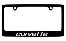 Chevy Corvette C3 Design Black Coated Zinc License Plate Frame Holder With Silver Imprint