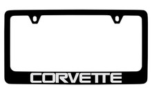 Chevy Corvette C4 Design Black Coated Zinc License Plate Frame Holder With Silver Imprint