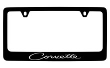 Chevy Corvette C2 Design Black Coated Zinc License Plate Frame Holder With Silver Imprint
