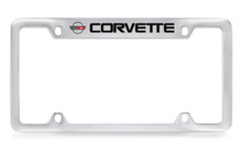 Chevy Corvette C4 Design Top Engraved Chrome Plated Solid Brass License Plate Frame Holder