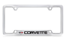 Chevy Corvette C4 Design Bottom Engraved Chrome Plated Metal License Plate Frame 