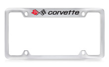 Chevy Corvette C3 Design Top Engraved Chrome Plated Metal License Plate Frame Holder