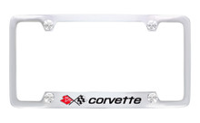 Chevy Corvette C3 Design Bottom Engraved Chrome Plated Metal License Plate Frame Holder