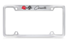 Chevy Corvette C2 Design Top Engraved Chrome Plated Metal License Plate Frame Holder