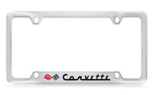 Chevy Corvette C1 Design Bottom Engraved Chrome Plated Metal License Plate Frame Holder