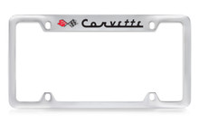 Chevy Corvette C1 Design Top Engraved Chrome Plated Metal License Plate Frame Holder
