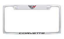 Chevy Corvette C5 Design Top Engraved Chrome Plated Solid Brass License Plate Frame Holder