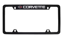 Chevy Corvette C4 Design Top Engraved Black Coated Zinc License Plate Frame 