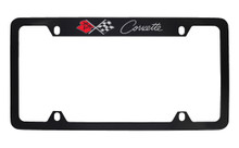 Chevy Corvette C2 Design Top Engraved Black Coated Zinc License Plate Frame 