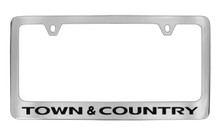 Chrysler Town & Country Chrome Plated Solid Brass License Plate Frame Holder With Black Imprint