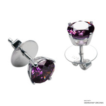 1 Carat Amethyst Solitaire Earring Made With Swarovski Zirconia