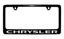 Chrysler Logo & Wordmark Black Coated Zinc License Plate Frame Holder With Silver Imprint