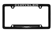 Chrysler Logo & Wordmark Black Coated Zinc Bottom Engraved License Plate Frame Holder With Silver Imprint