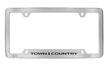 Chrysler Town & Country Chrome Plated Solid Brass Bottom Engraved License Plate Frame Holder With Black Imprint