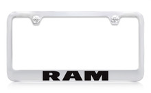 Ram Chrome Plated Solid Brass License Plate Frame Holder With Black Imprint