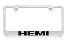 Ram Hemi Chrome Plated Solid Brass License Plate Frame Holder With Black Imprint