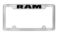 Ram Top Engraved Chrome Plated Solid Brass License Plate Frame Holder With Black Imprint
