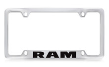 Ram Bottom Engraved Chrome Plated Solid Brass License Plate Frame Holder With Black Imprint