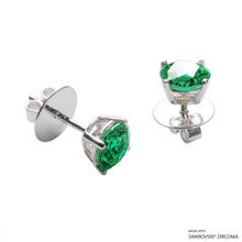 1 Carat Fancy Green Round Stud Earring Made With Swarovski Zirconia
