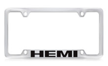 Ram Hemi Bottom Engraved Chrome Plated Solid Brass License Plate Frame Holder With Black Imprint