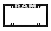 Ram Bottom Engraved Black Coated Zinc License Plate Frame Holder With Silver Imprint