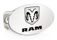 Ram Logo & Wordmark Oval Chrome Plated Trailer Hitch Cover 