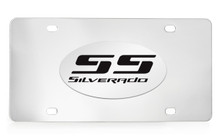 Chevrolet Silverado SS Logo Chrome Plated Solid Brass Emblem Attached To A Stainless Steel Plate