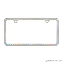 Premium Chrome Plated Zinc License Plate Frame Holder Embellished With Dazzling Crystals (LFZCY301-AB-2H)