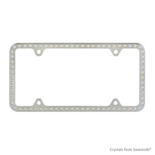 Premium Chrome Plated Zinc License Plate Frame Holder Embellished With Dazzling Crystals (LFZCY301-AB-4H)