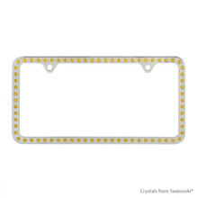 Premium Chrome Plated Zinc License Plate Frame Holder Embellished With Dazzling Crystals (LFZCY301-Y-2H)