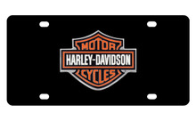 Harley-Davidson® Black Front Plate With 2 Color Bar & Shield Logo Emblem Mounted Onto Black Stainless Steel Plate