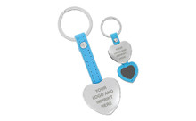 Blue Leather Heart Emblempicture Key Chain
