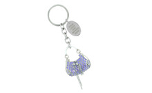 Chrome Plated Purse Key Chain With Purple Epoxy And Purple Jk Crystals