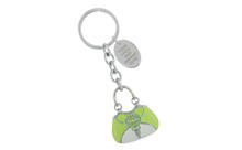 Purse Key Chain Green And White With Green Crystals