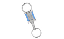 Chrome Plated Pull Apart 'W' Shape Key Chain With Blue Acrylic Sides