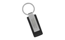 Black Leather Matt With Wide Chrome Key Chain In Black Gift Box