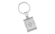 Stubby Satin Silver Square Shape Key Chain Change To Stainless Steel Plate Change To Rf-33mm Flat Key Ring With Black Gift Box