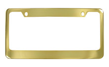 Gold Plated Solid Brass License Plate Frame Wide & Wide Top Rim 2 Hole