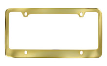 Gold Plated Solid Brass License Plate Frame Wide & Wide Top Rim 4 Hole
