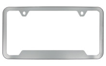 Chrome Plated With Blue Inside Thin Top Plastic License Plate Frame 2 Hole