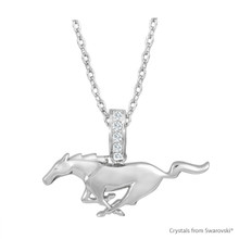 Rhodium Plated Solid Brass Ford Pony Necklace Embellished With Dazzling Crystals On The Pinch
