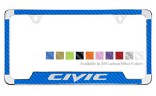 Honda Civic License Plate Frame With Carbon Fiber Vinyl Insert
