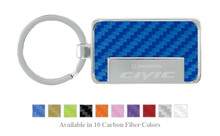 Honda Logo Civic Carbon Fiber Vinyl Inlay Rectangle Key Chain