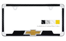 Chrome Plated License Frame With Simulated Carbon Fiber Inlays and 3D Chevy Bowtie